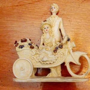 Bicycle Knick Knack Off White with Glitter Purple Roses